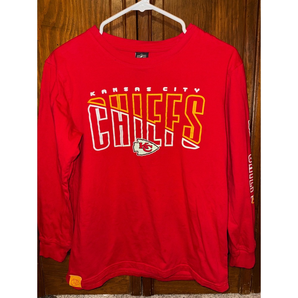 NFL Team Apparel Kansas City Chiefs Red Long Sleeve Graphic Tee Kids Size 18-20